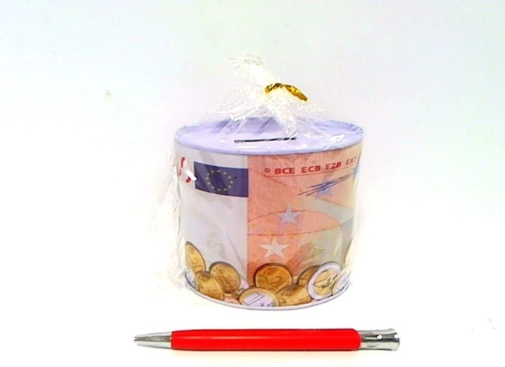Fém persely euróbankjegy mintával