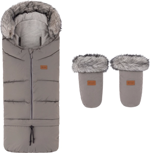 PETITE&MARS Arctic 4v1 téli lábzsák és Fjora Mocha Mousse babakocsi-kesztyű – 2 db