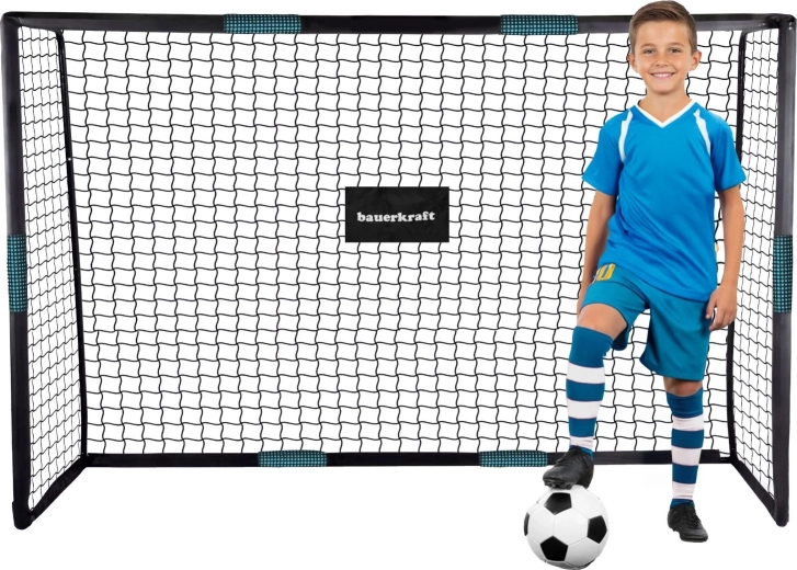 Bauerkraft acél futballkapu edzőhálóval 180 × 120 × 60 cm fekete-kék