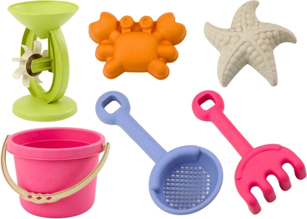 Pasztell homokozójáték-készlet vödörrel, malommal, szitával és formákkal