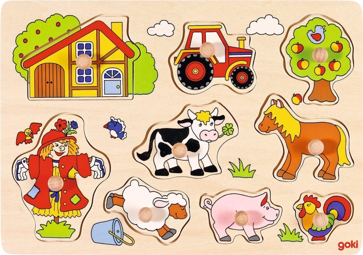 Fa betétes farmos puzzle fogantyúkkal