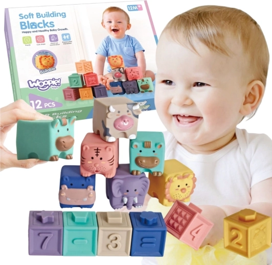 WOOPIE BABY érzékelő kockák nyomkodáshoz és tanuláshoz – 12 db
