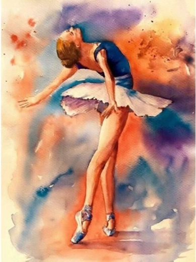 Gyémántszemes kirakó (diamond painting) táncoló balerina 30 × 40 cm