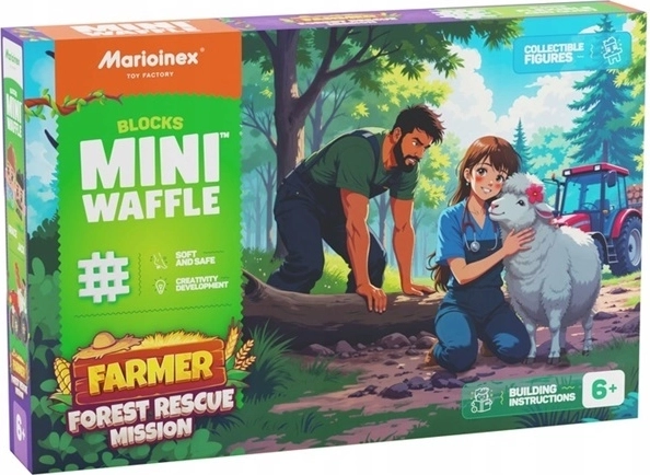 Marioinex Mini Waffle építőkészlet – gazdasági erdei mentőakció, 100 darab