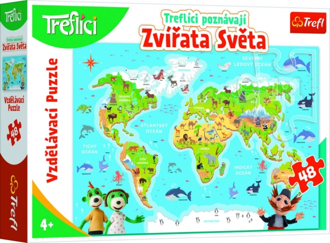 Treflíci Puzzle: Állatok a Világból 48 Darabos