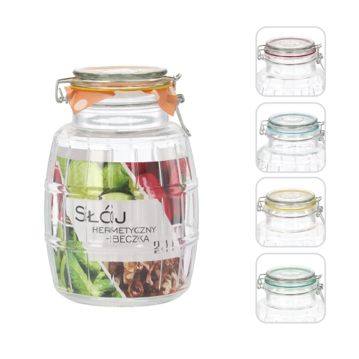 Üveg tárolóedény 2,1 l, hermetikus – hordó