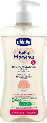 Chicco micellás sampon hajra és testre Baby Moments Sensitive 500 ml