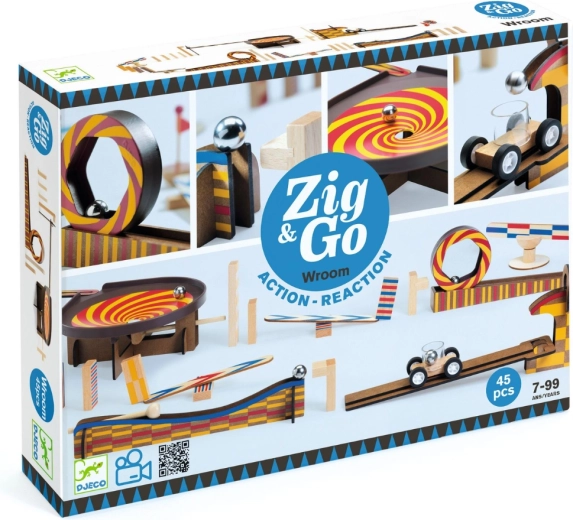 Djeco Zig & Go fa golyópálya, 45 darab