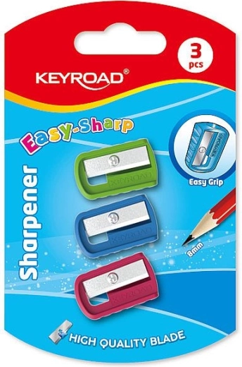KEYROAD Slim műanyag hegyező, 3 db