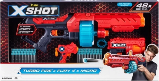 X-Shot Excel Turbo Fire + Fury 4 + Micro blaster készlet
