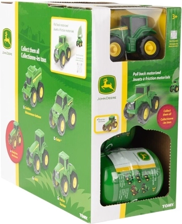 Tomy John Deere meglepetés kapszulában – mini mezőgazdasági jármű visszahúzós meghajtással
