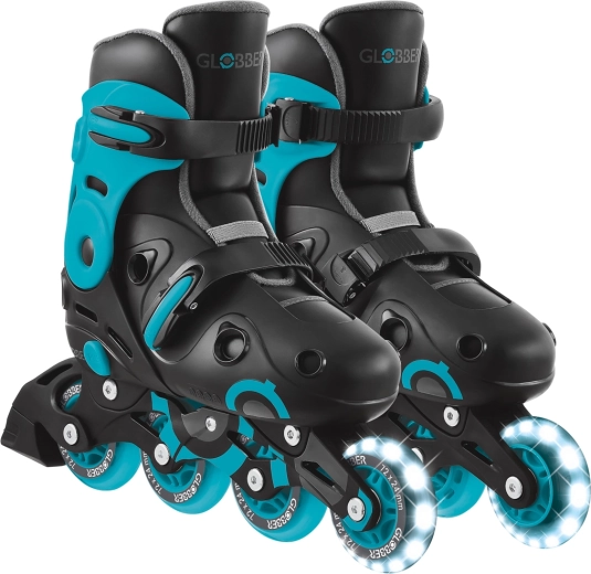 Globber Go Skates Lights gyerek inline görkorcsolya világító első kerékkel fekete-kék 34–37