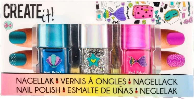 Create It! körömlakk Mermaid – 3 csillámos szín készlet