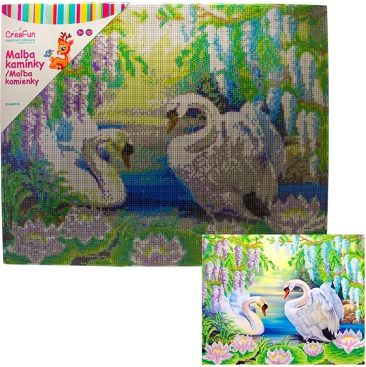 Gyémántfestés – hattyúk 40 × 50 cm