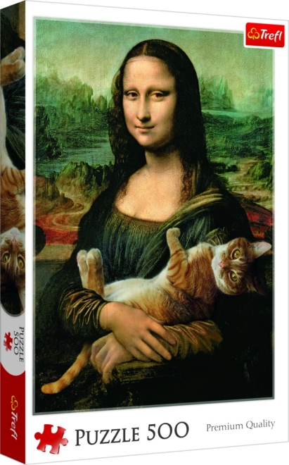 Puzzle Mona Lisa és Mruczek macska