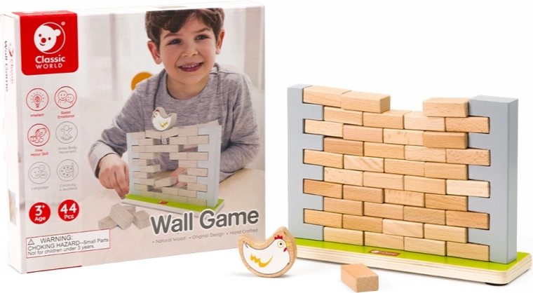 CLASSIC WORLD Drevena egyensúlyozó játék – leborult tyúk, 44 darab