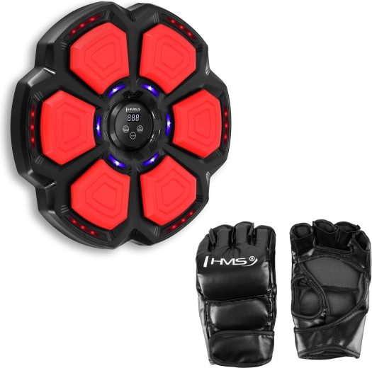 HMS elektronikus boksz céltábla LED-del, Bluetooth-szal és kesztyűkkel