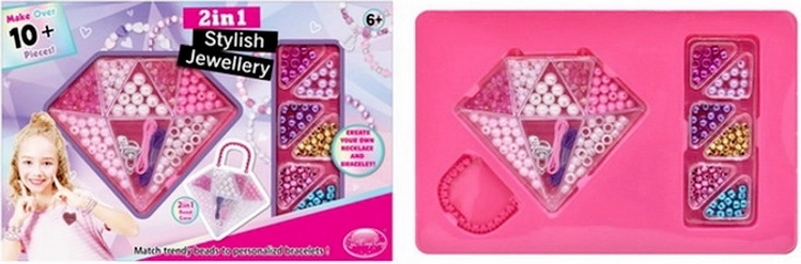 Színes gyöngyök ékszerkészítéshez gyémánt alakú dobozban