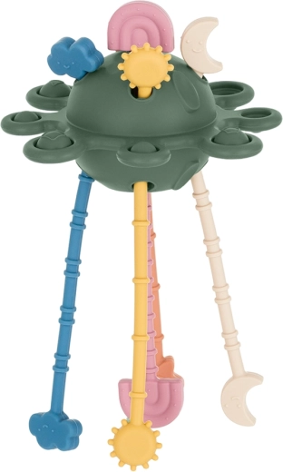 Petite&Mars szilikon szenzoros játék Crazy planet, misty green, 10 hó+