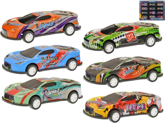 Felhúzhatós versenyautó-készlet 8,5 cm – 12 db