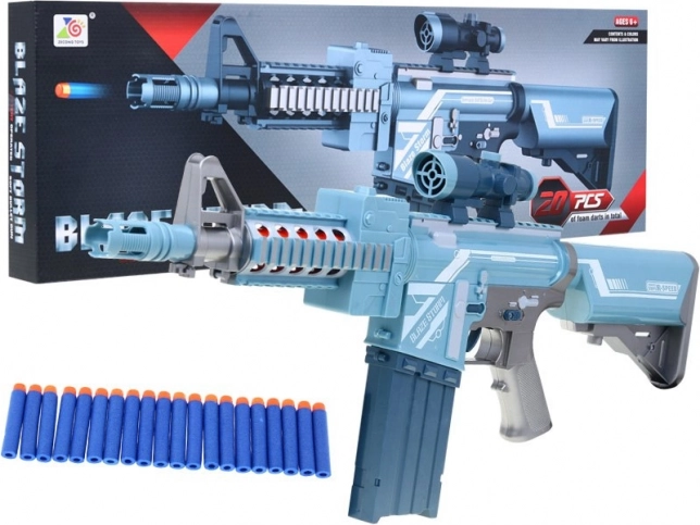 Ezüst BLAZE STORM gyerekpuska optikával és 20 hablövedékkel, 6+