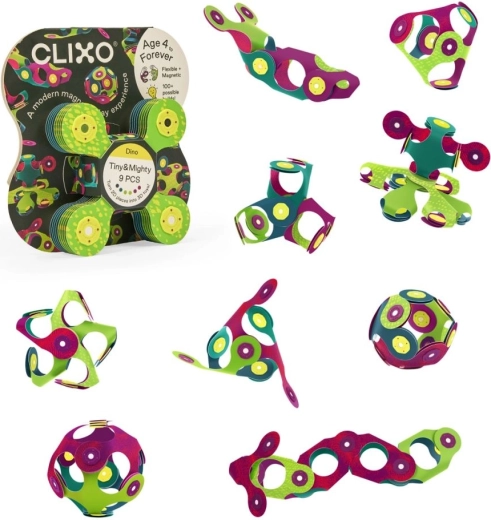 Tiny & Mighty mágneses építőkészlet – dinoszauruszok, 9 darab