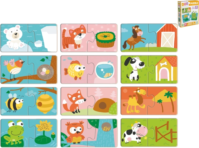 Gyermek párosító puzzle: Hol lakik ez az állatka?