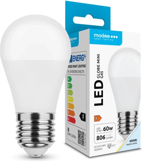 Modee LED izzó Globe Mini G45 8,5 W E27 806 lm hideg fehér