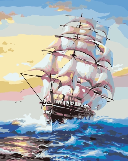 Norimpex számfestő vitorlás hajóval, 40 × 50 cm
