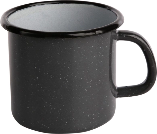 Szürke zománcos bögre pöttyös (fröccsentett) mintával, 0,45 l