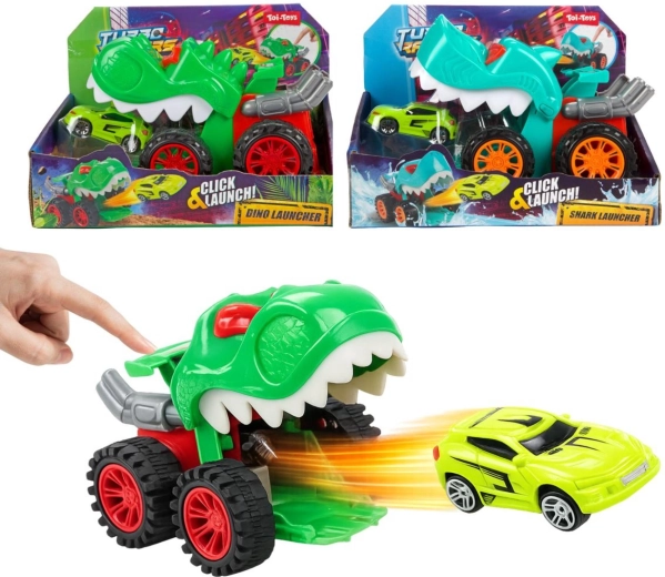 Dinoszauruszos kilövős autó kisautóval