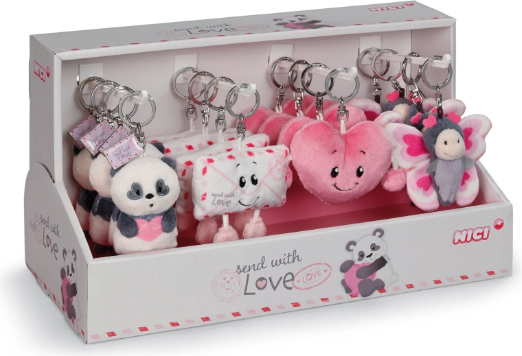 Nici display kulcstartók Love 8 cm – ajándék mix 4 motívummal (16 db)
