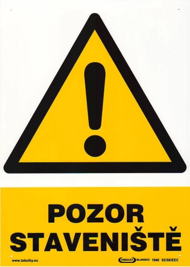 Biztonsági tábla Vigyázat, építési terület A4 műanyag
