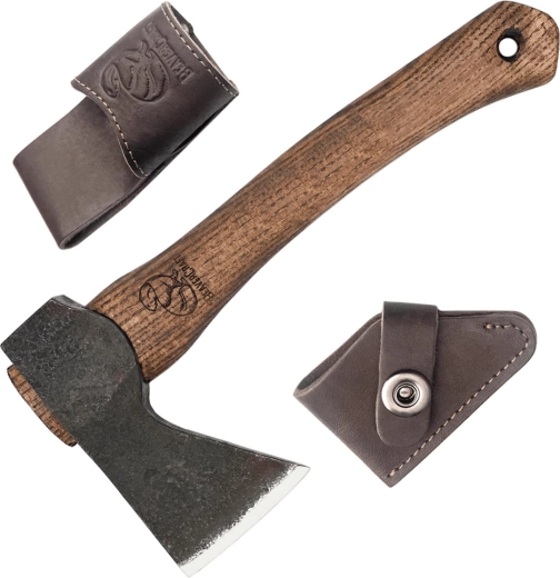 BeaverCraft AX1 kompakt bushcraft fejsze bőr tokban