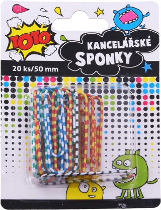 Csíkos irodai gemkapocs 20 db, 50 mm