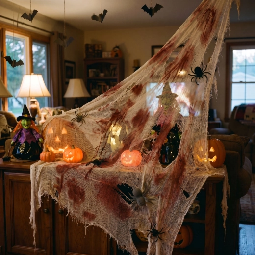 Halloween textildekoráció, piros-fehér, 91 x 76 cm