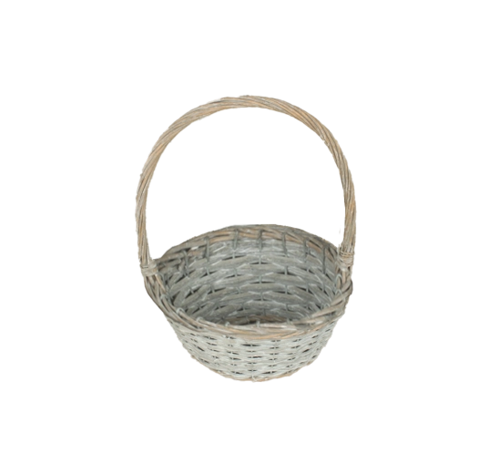 Szürke fonott kosár fogantyúval 20 × 10 × 28 cm