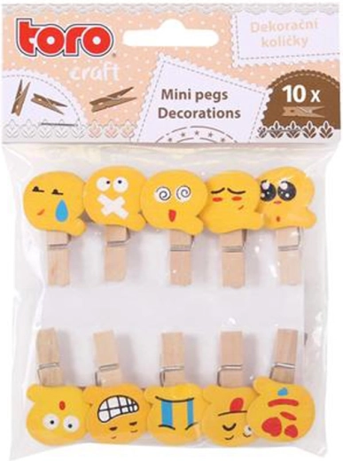 Toro fa dekoratív csipeszek, smiley, 10 db
