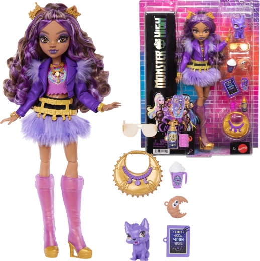 Monster High Clawdeen Wolf baba 26 cm kiegészítőkkel és kisállattal
