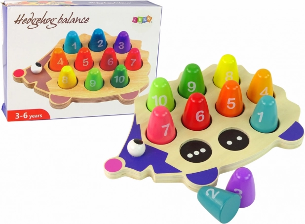 Fából készült sün – oktatójáték 10 színes tüskével