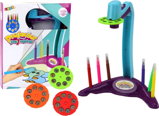 Rajzvetítő 3 cserélhető tárcsával és filctollakkal, lila