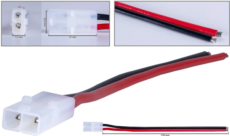 Tamiya csatlakozó 2,5 mm²-es szilikonkábellel, 17 cm