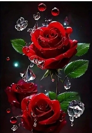 Gyémánt mozaik Piros rózsa 30x40 cm