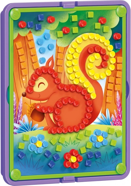 Quercetti Pin Bosco mozaik – gyerekeknek szánt gombos mozaik erdei motívumokkal