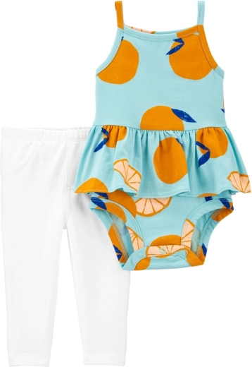 Carter's 2 részes szett – pántos body és leggings blue orange kislánynak (6 hó)