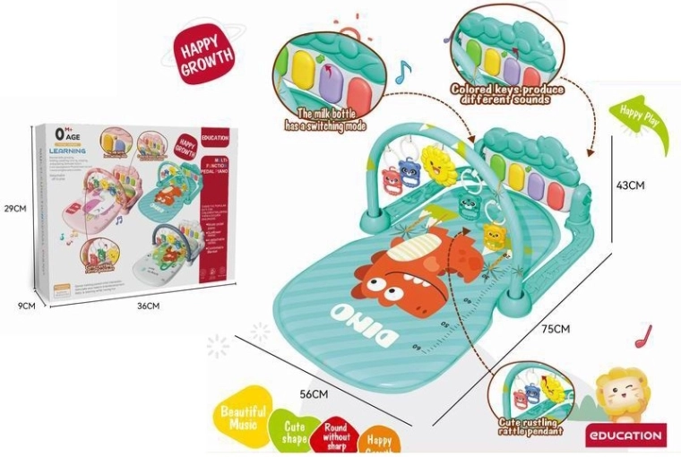 Dínós játszómatrac zongorával gyerekeknek