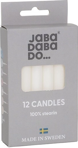 Jabadabado születésnapi gyertyák gyertyatartóba, fehér (12 db)
