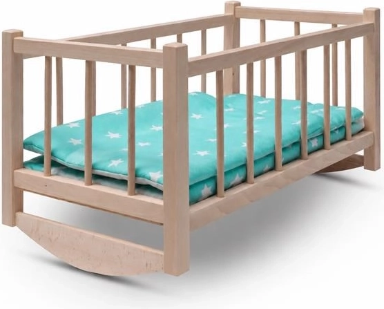 Baby Mix fa bölcső/babaágy babáknak ágyneművel Stars Mint - 1 db