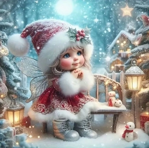 Gyémántszemes festés Tündér Mikulás‑jelmezben 30 × 40 cm