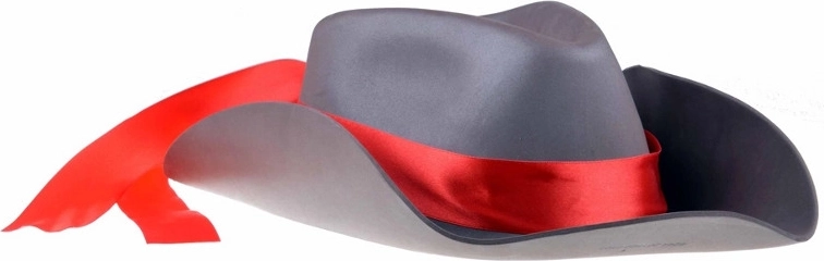 Barna hab cowboykalap piros díszszalaggal – 1 db